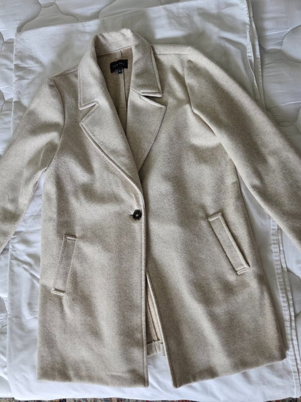 Love Tree Beige Felt Overcoat - Size L